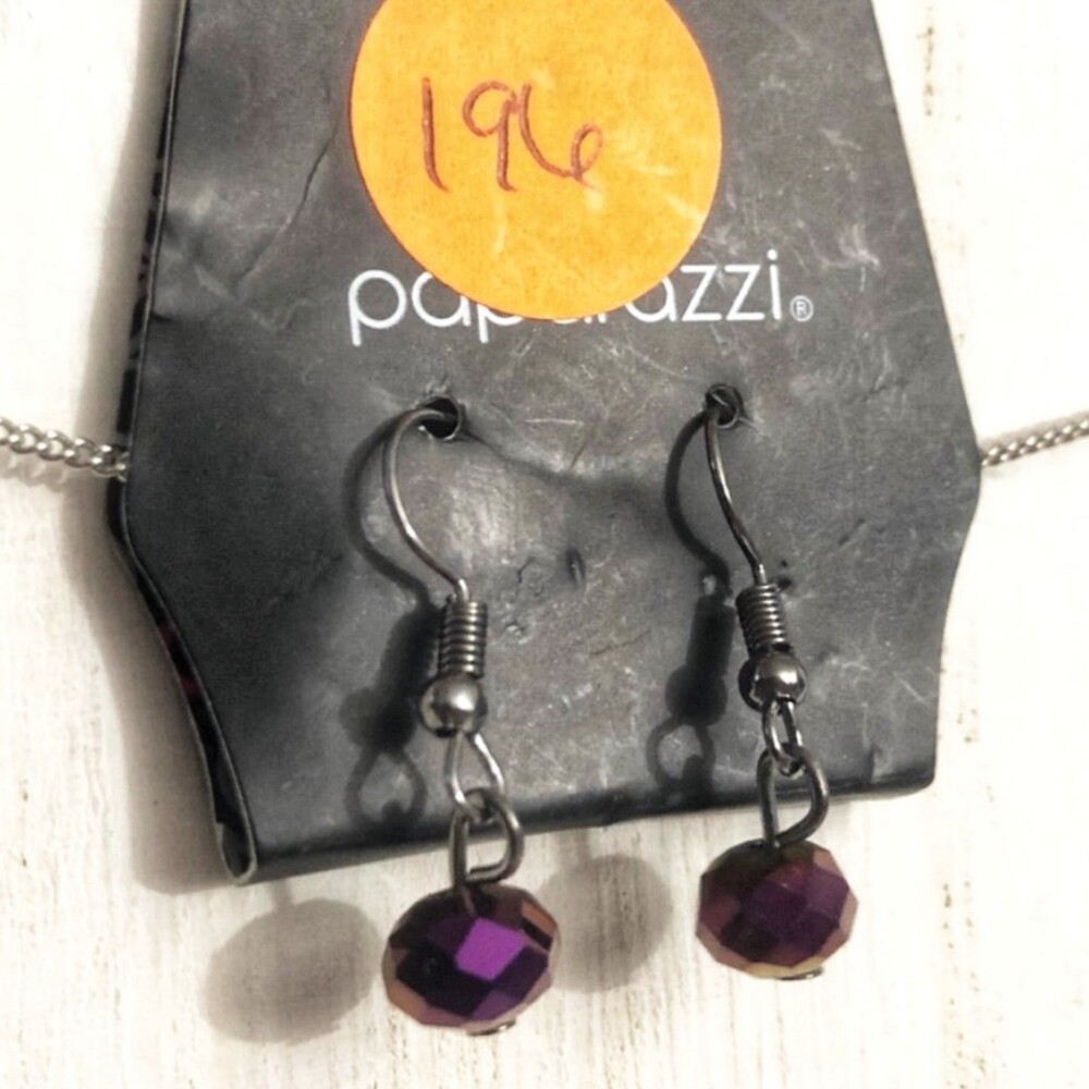 Paparazzi Iridescent Purple Bead Earrings NOC